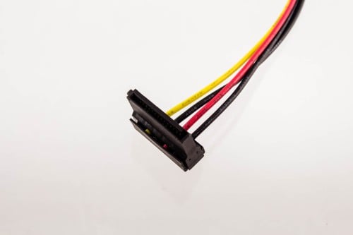 SATA Power Daisy Chain Cable 2 x Right Angle 15p to AT 4p Male