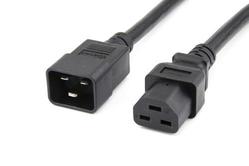 Data Center Power Cord – IEC320 C20/C21, 12AWG, SJT, 20A, 250V, Black