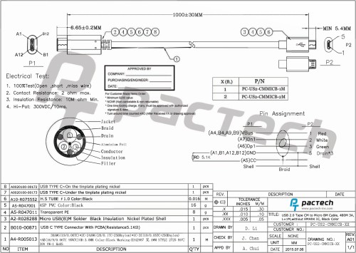 USB 2.0 Type C Male to Micro B Male Cable, Black - Image 3