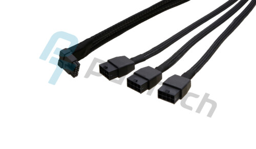 Angled GPU Power Cables with 12V2x6 H++ (12+4Pin) Receptacle to 3x 8P PCIe male & 14AWG wires that could support Up to 600W output
